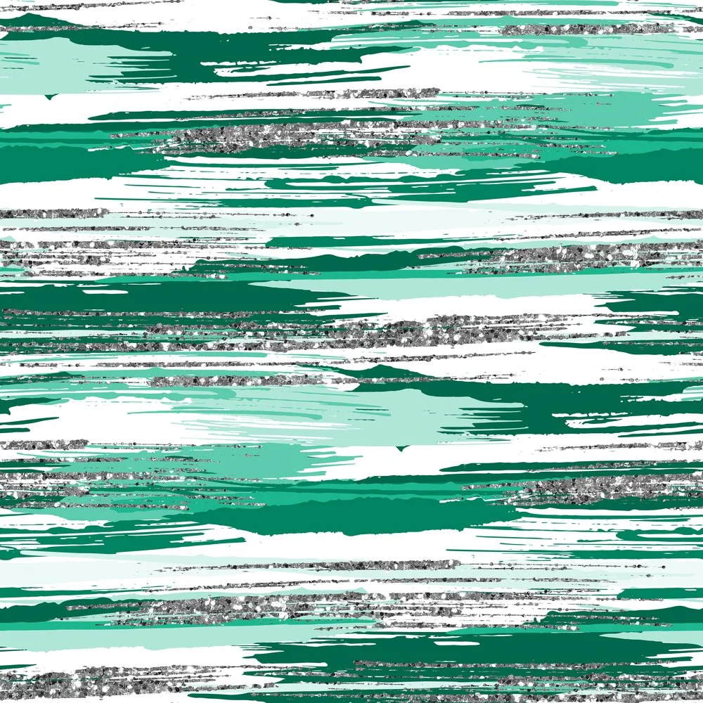 Silver Glitter and Brush Stroke Fabric - Active Green