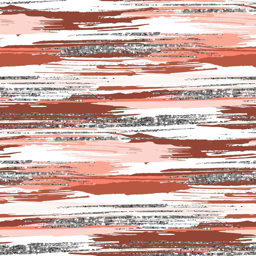 Silver Glitter and Brush Stroke Fabric - Camellia