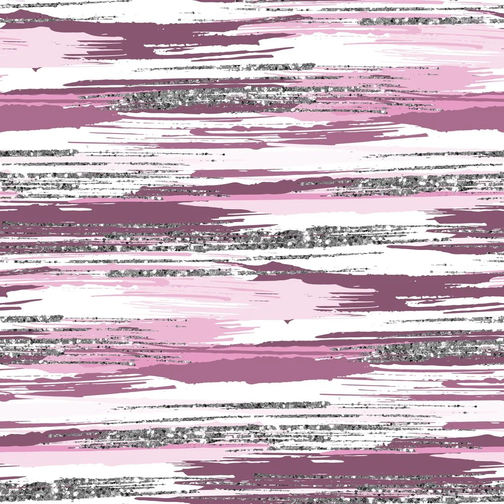 Silver Glitter and Brush Stroke Fabric - Chewing Gum