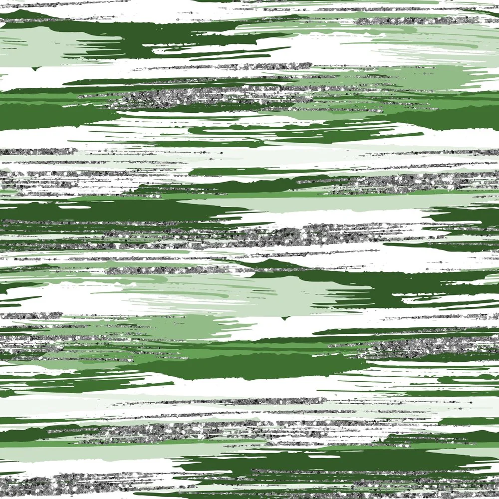 Silver Glitter and Brush Stroke Fabric - May Green