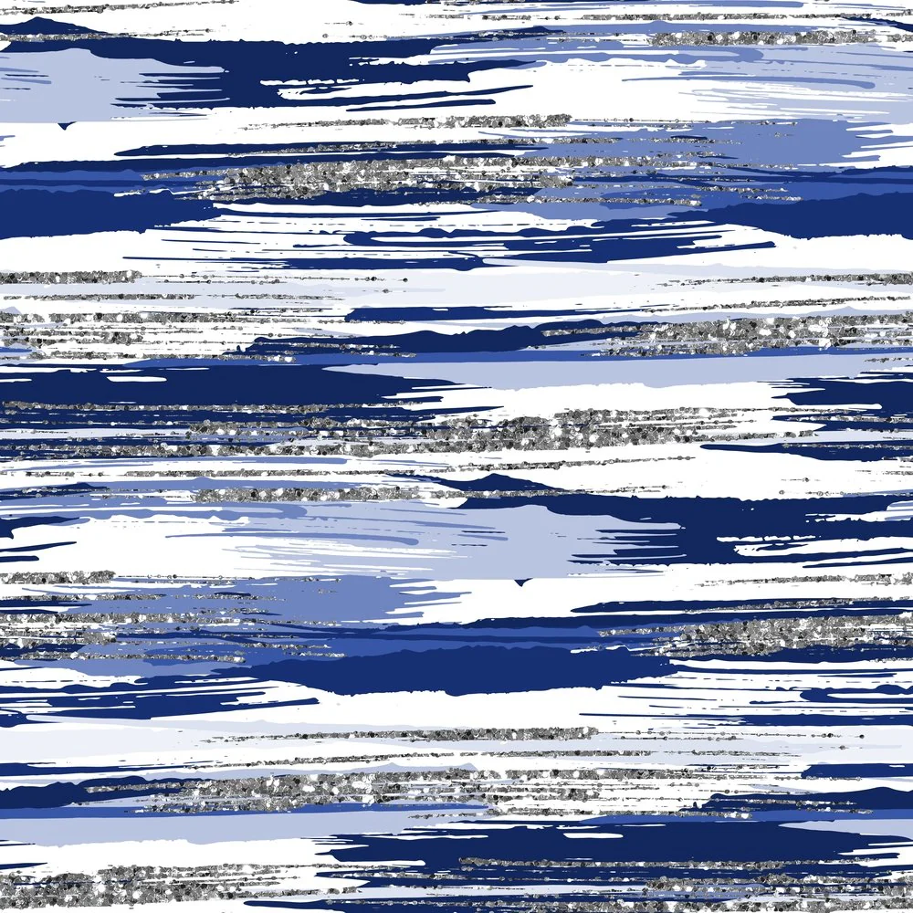 Silver Glitter and Brush Stroke Fabric - Nuit Blanche