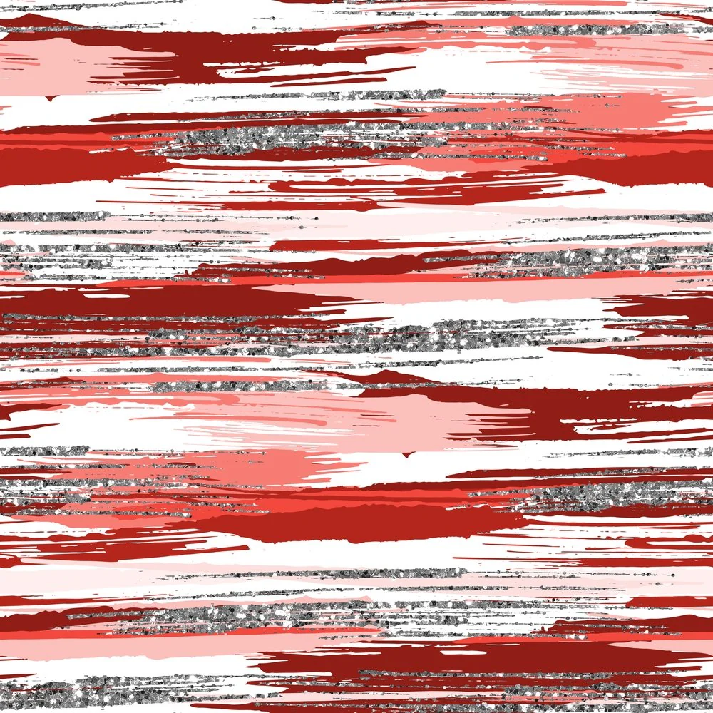 Silver Glitter and Brush Stroke Fabric - Red Rampage