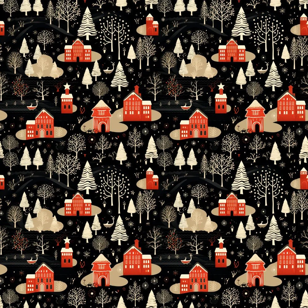 Simple Christmas Village Fabric