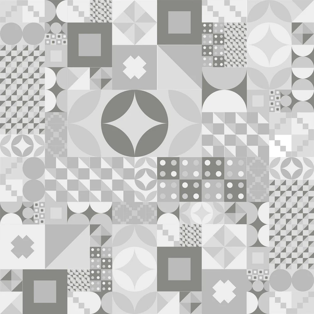 Simple Geometric Artwork Fabric - Gray