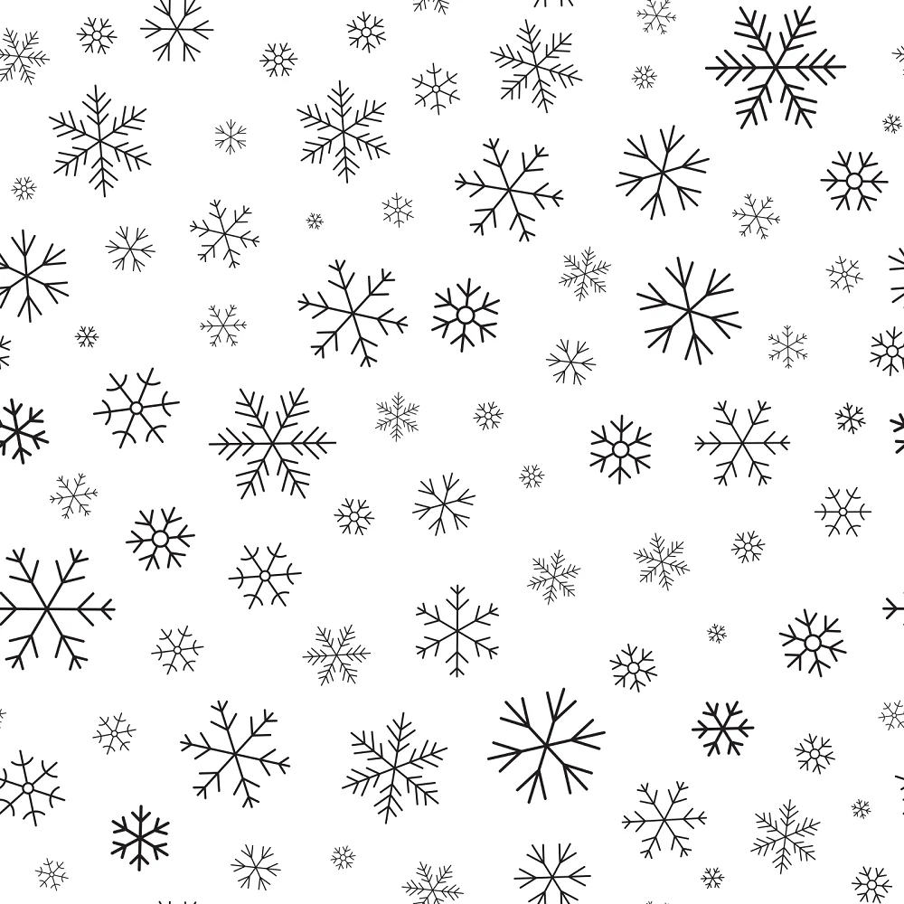 Simple Snowflakes Fabric - Black/White