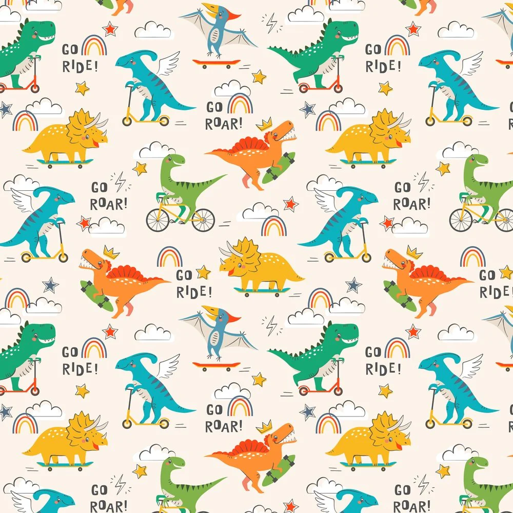 Skater Dinosaurs Fabric