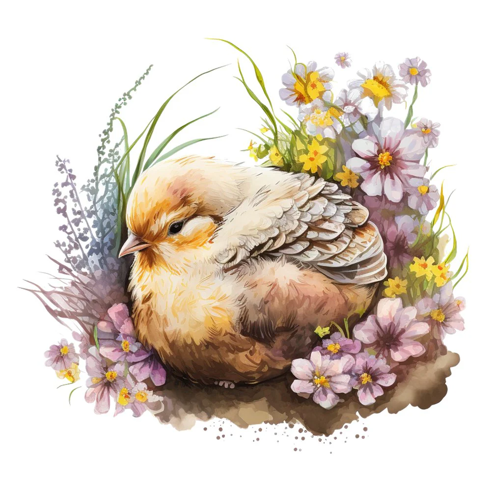 Sleepy Chick Fabric Panel