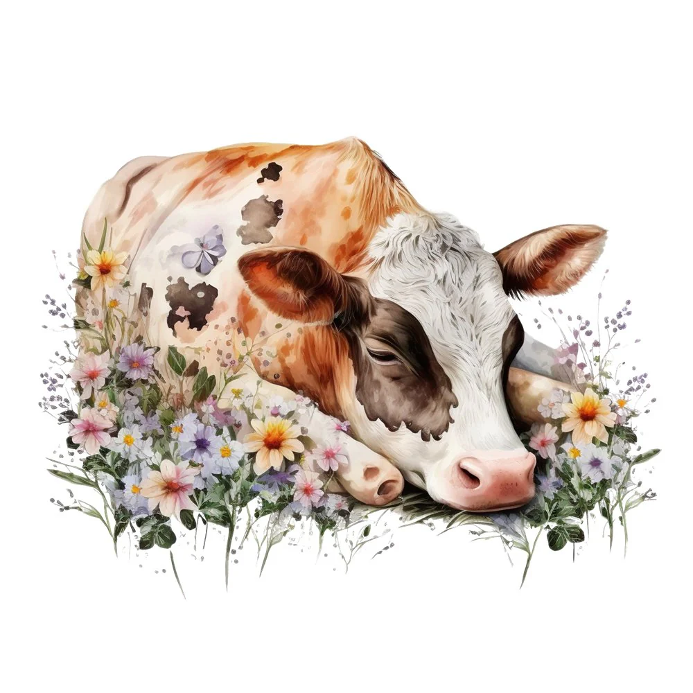 Sleepy Cow Fabric Panel