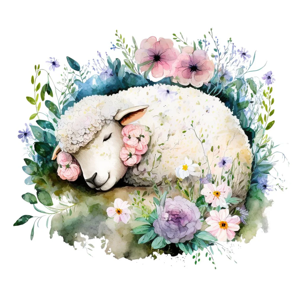 Sleepy Sheep Fabric Panel