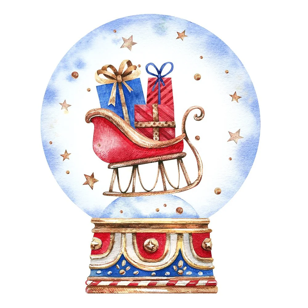 Sleigh in Snowglobe Fabric Panel