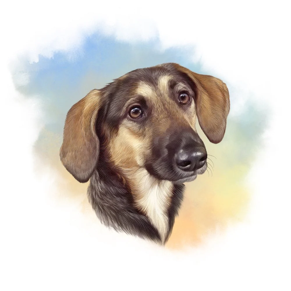 Small Short-Haired Puppy Portrait Fabric Panel