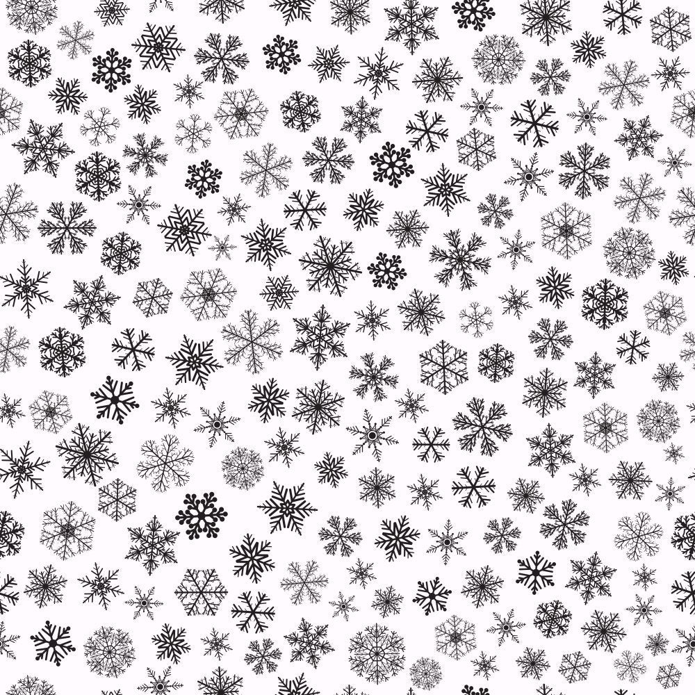 Small Snowflakes Fabric - Black/White
