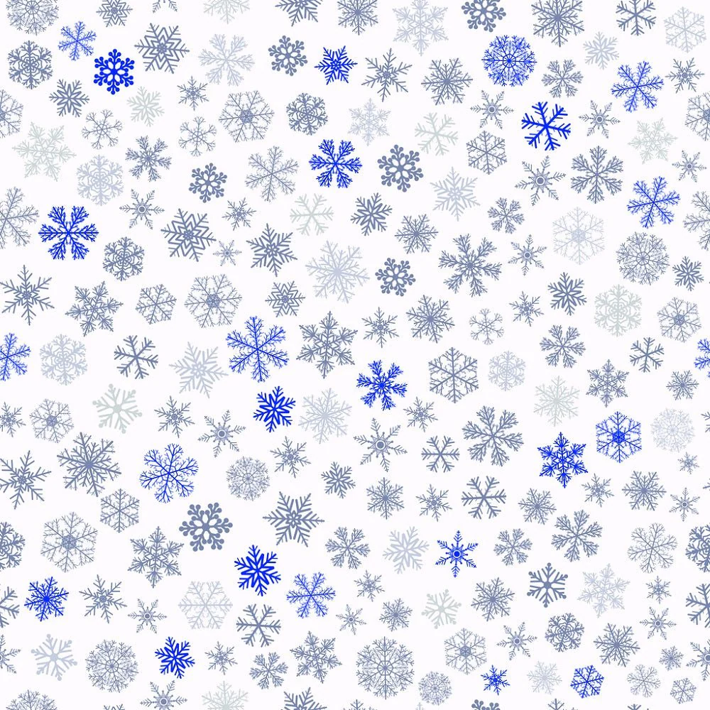 Small Snowflakes Fabric - Blue/Gray