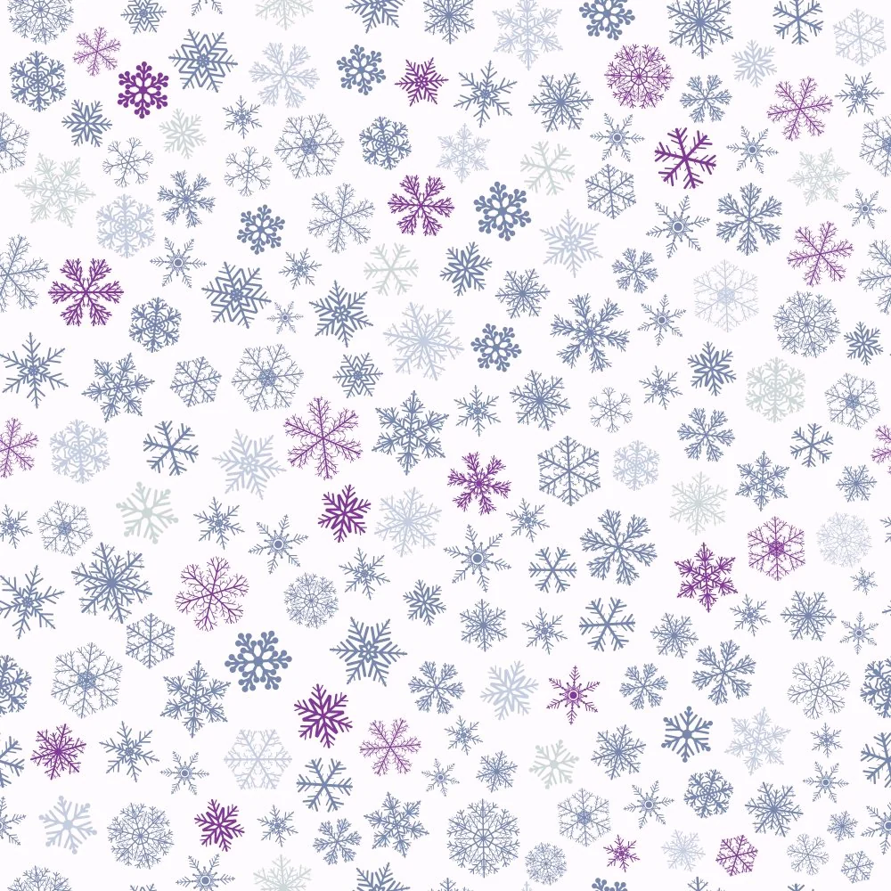 Small Snowflakes Fabric - Purple/Gray