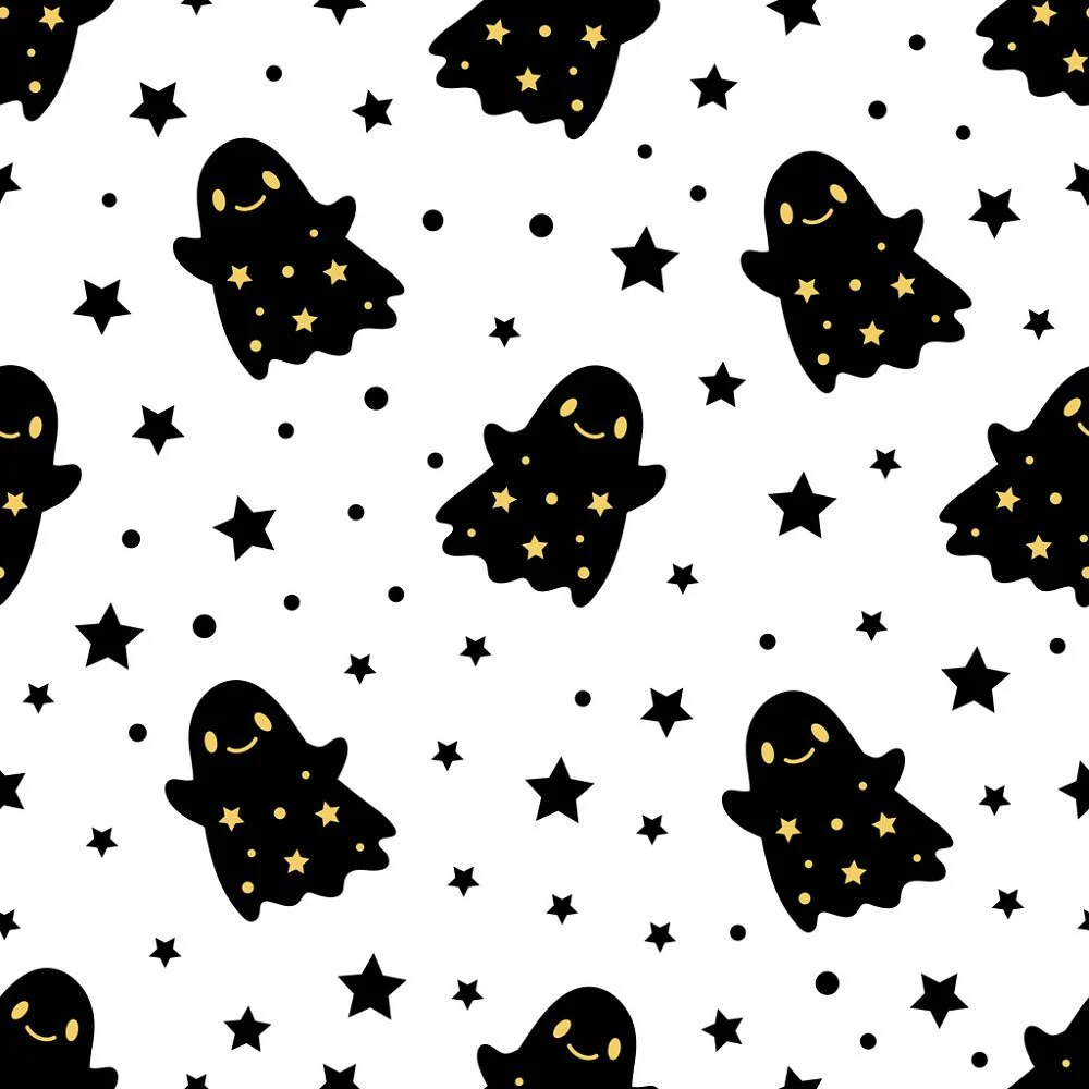 Smiling Ghosts & Stars Fabric