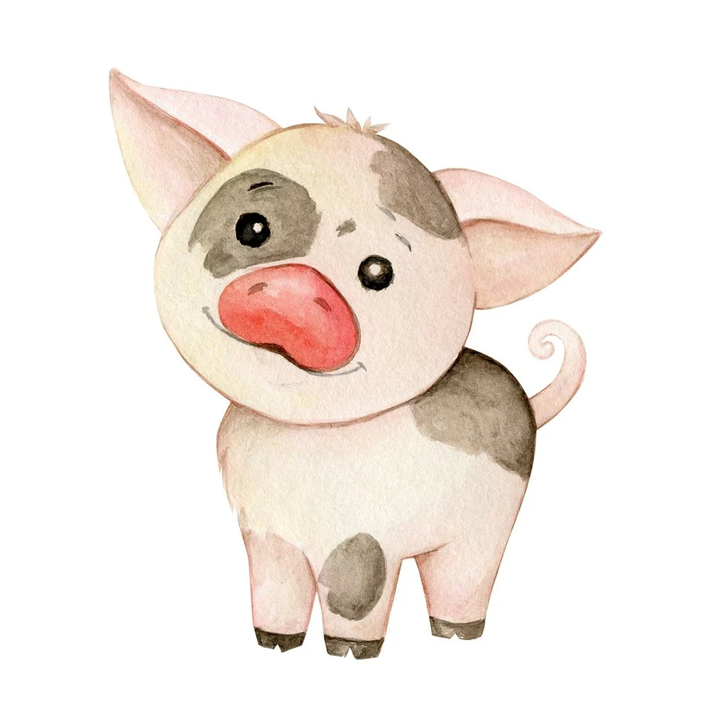 Smiling Piglet Fabric Panel