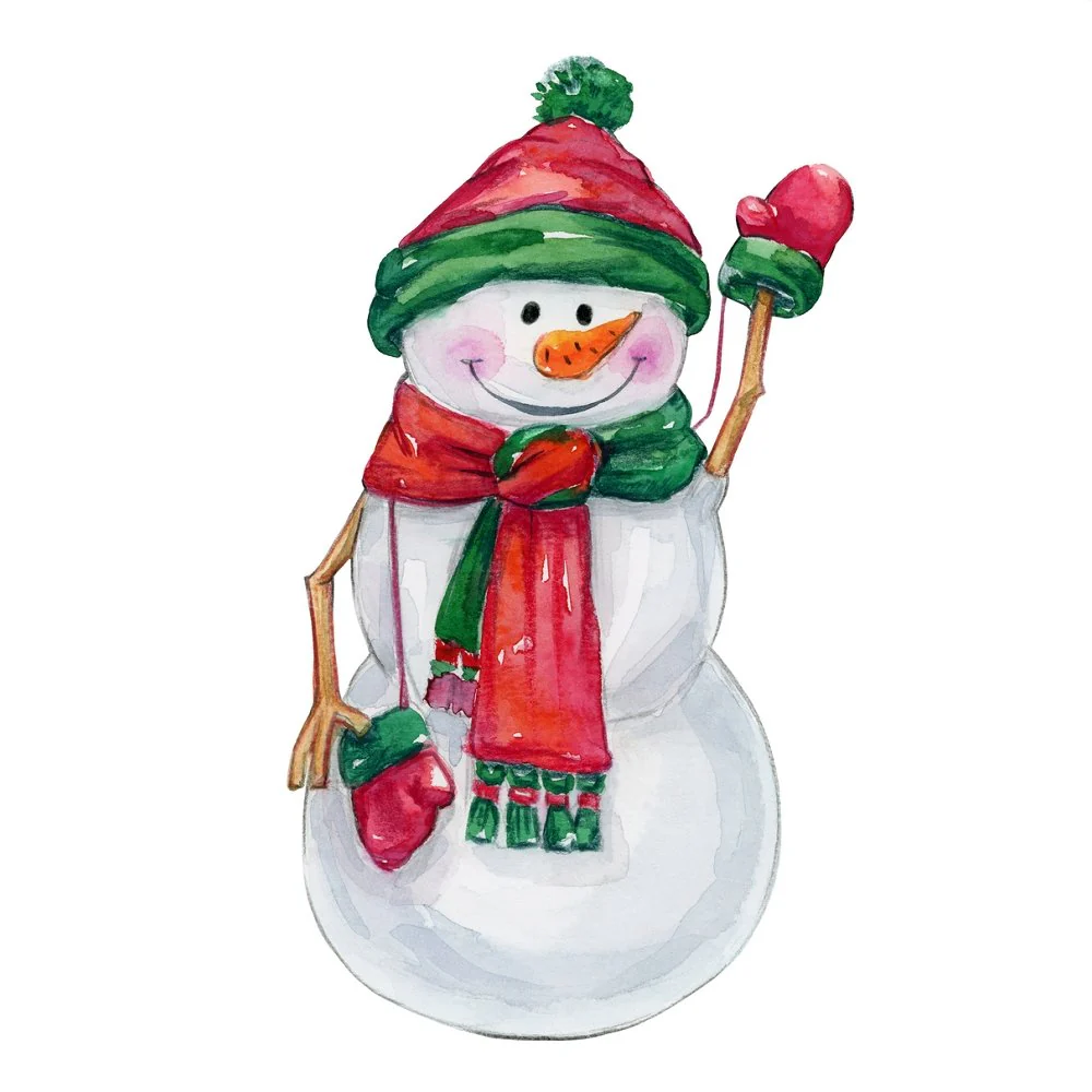 Smiling Snowman Fabric Panel