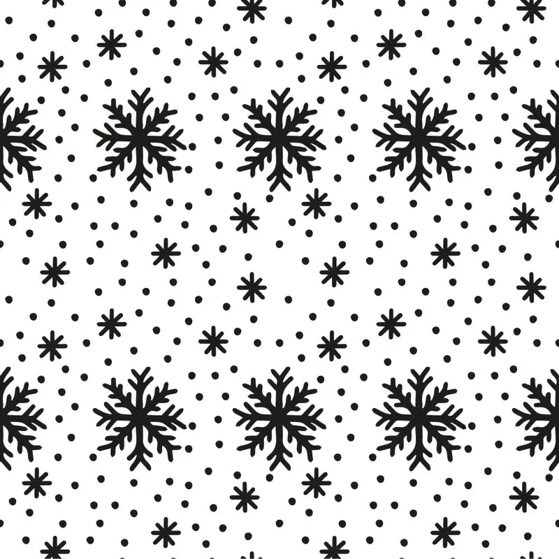 Snowfall Pattern #3 Fabric - Black & White