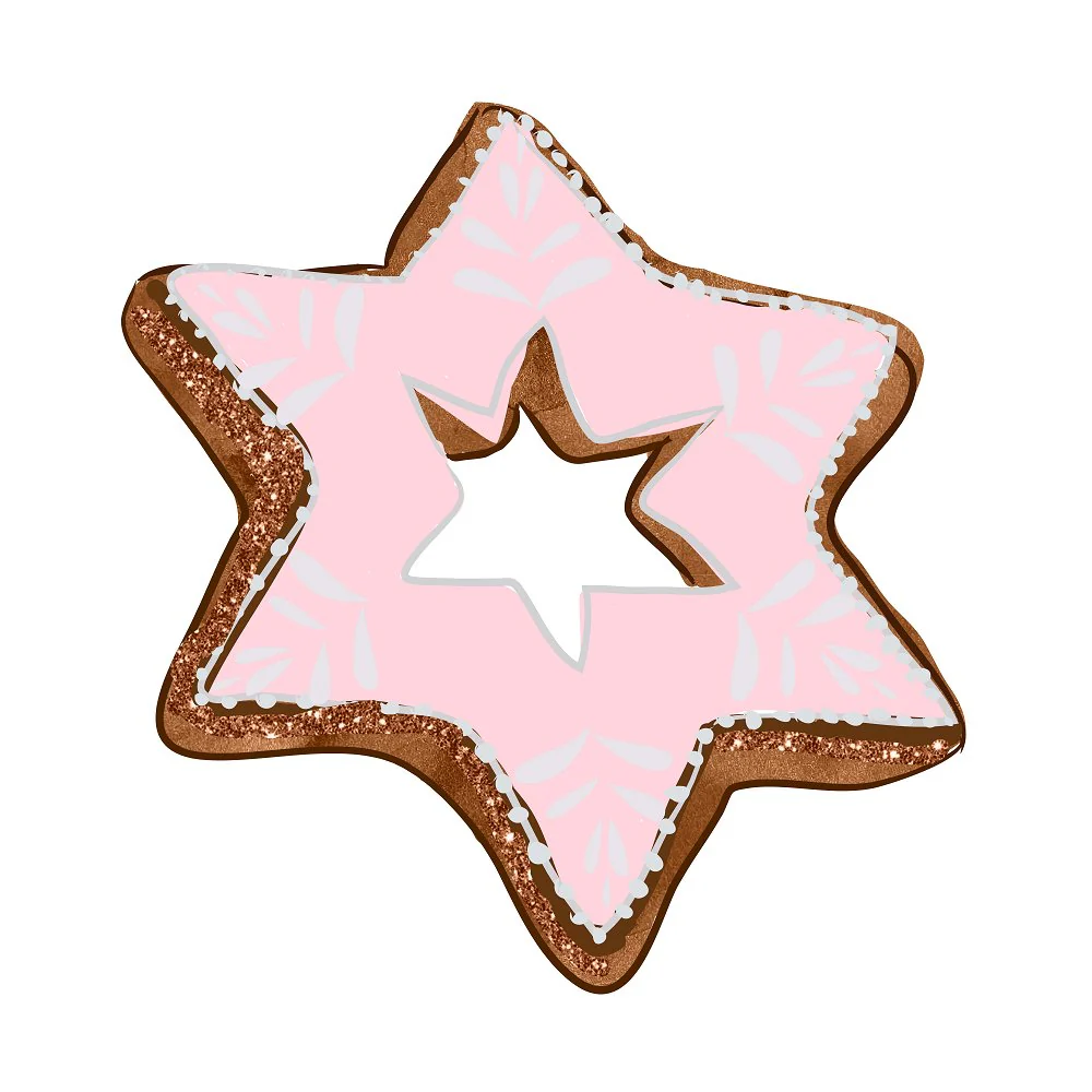 Snowflake Cookie Fabric Panel - Pink