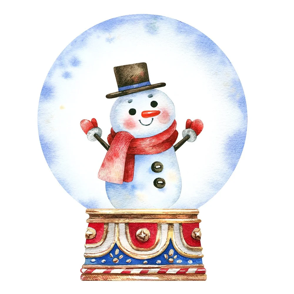 Snowman in Snowglobe Fabric Panel