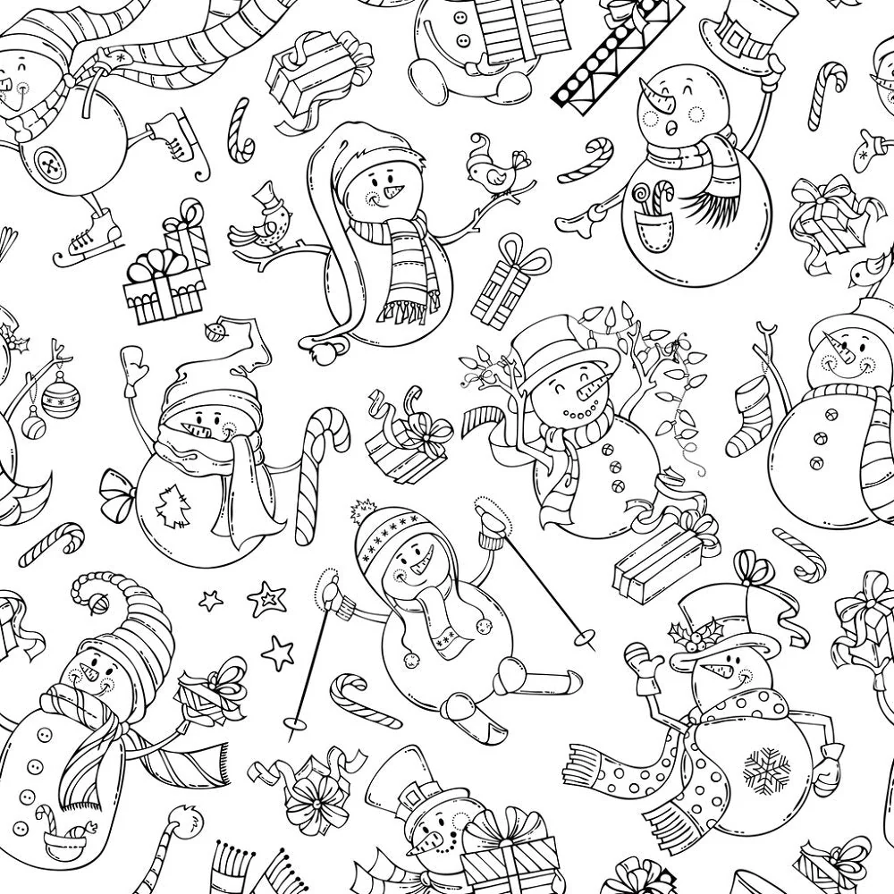 Snowmen Doodles Fabric
