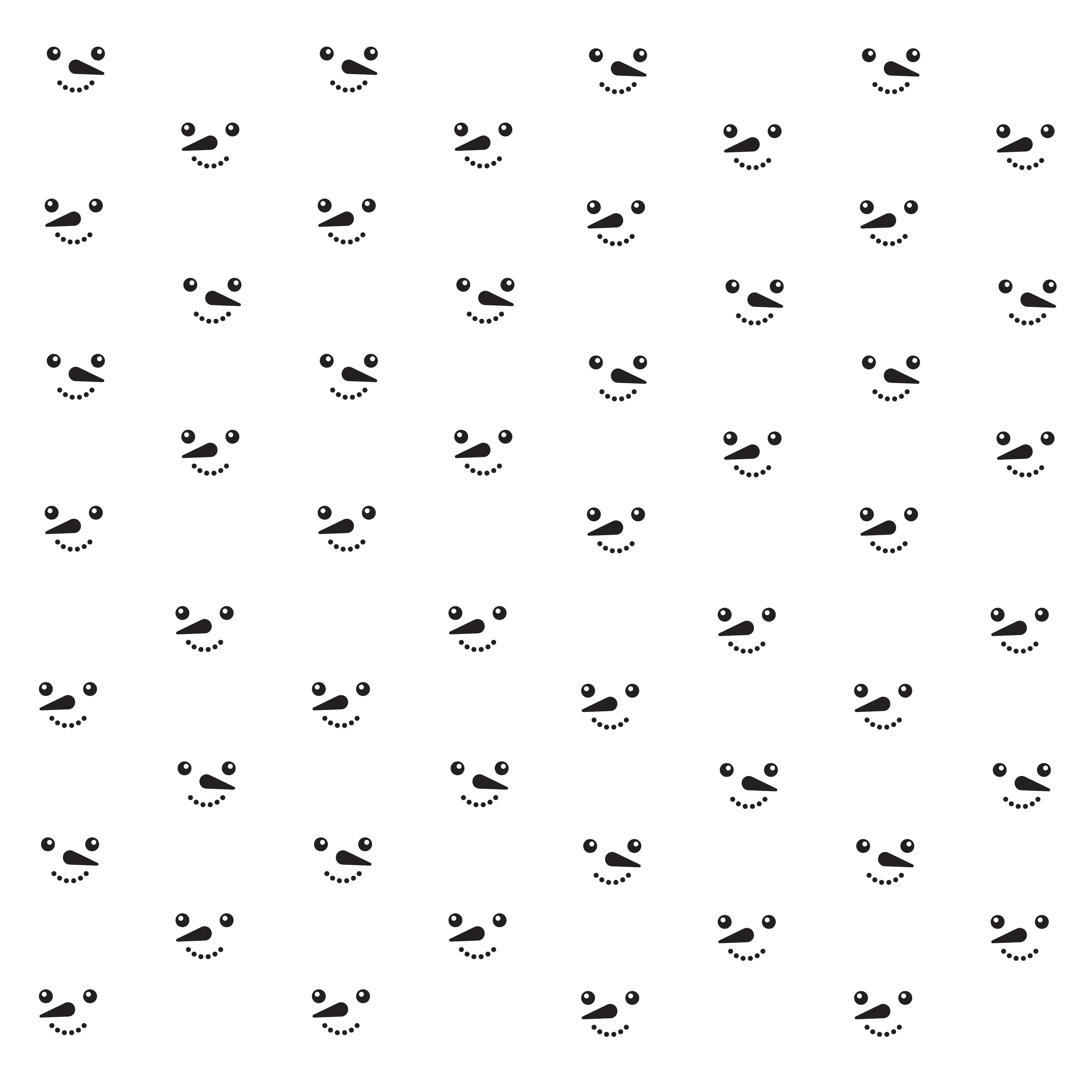 Snowmen Smiling Faces Fabric - Black/White