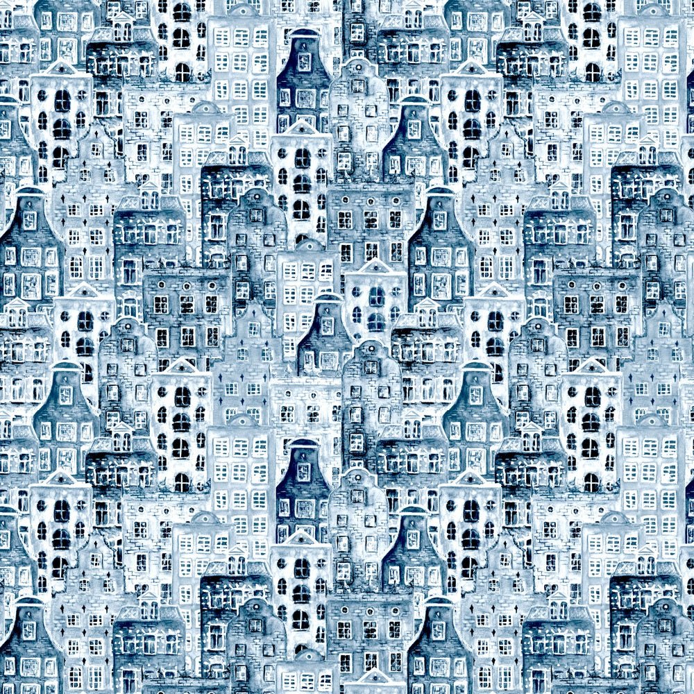 Snowy Winter City Fabric