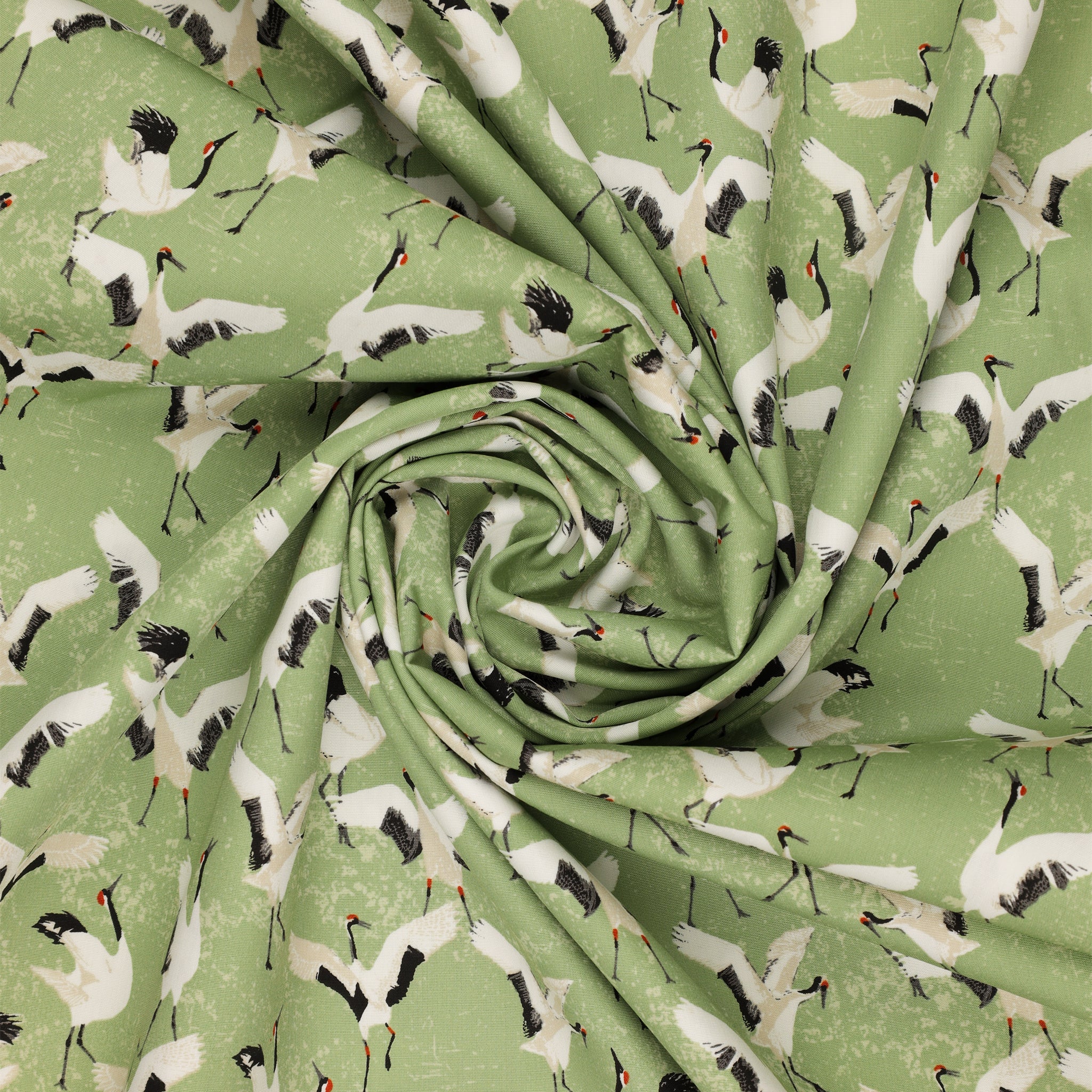 Soar Fabric Collection - Dancing Cranes Jade - Image 2