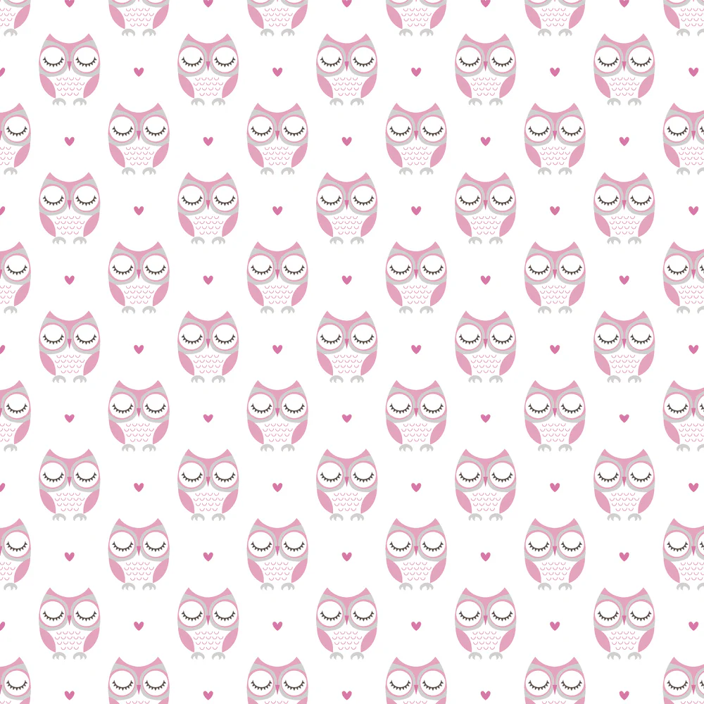 Soft Cartoon Owl Fabric - Pink