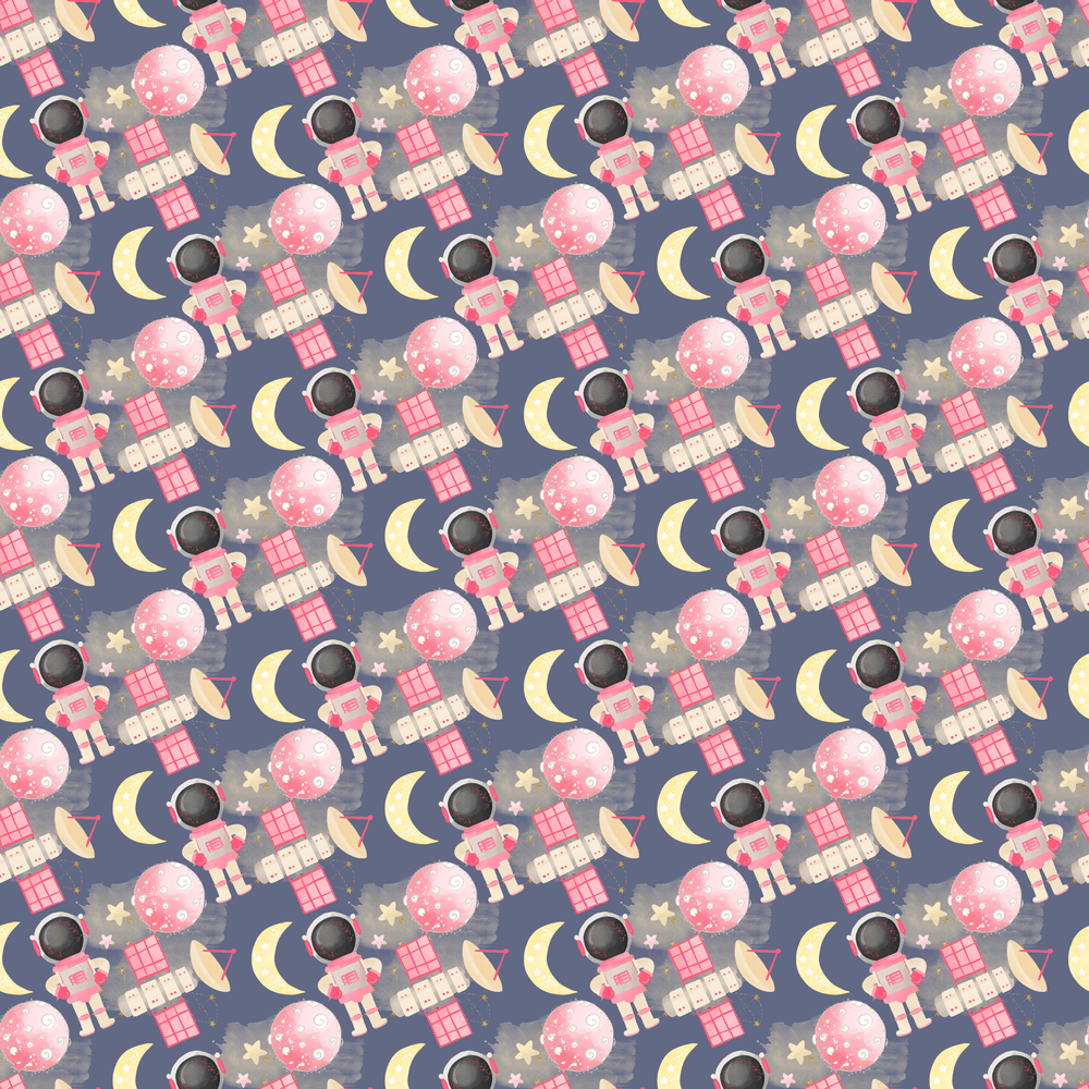 Space Girls Astronauts Fabric - Blue