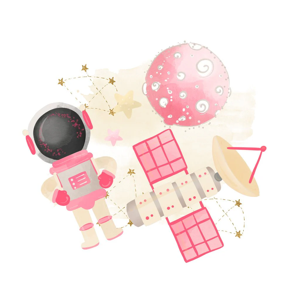 Space Girls Scene #3 Fabric Panel