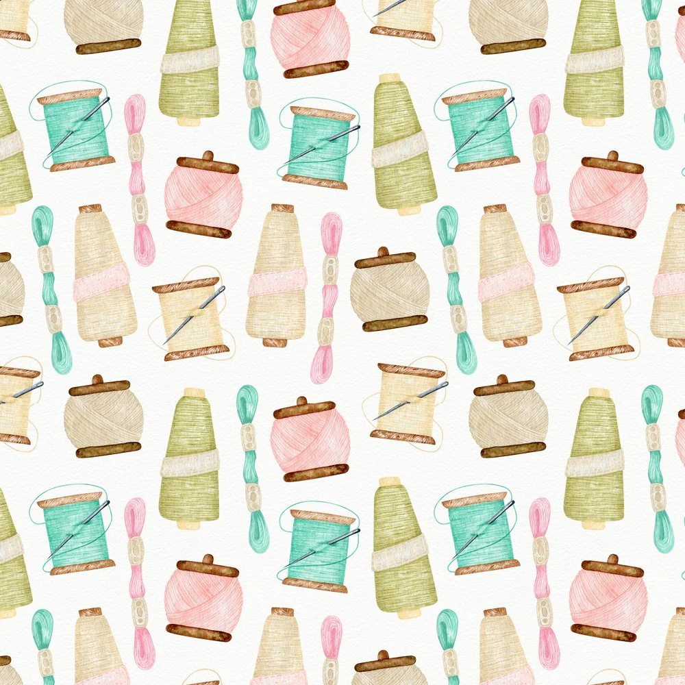 Spool Of Thread Fabric - White
