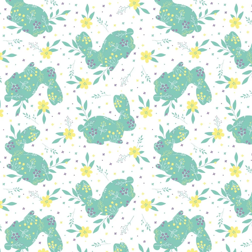 Spring Bunnies Fabric - Blue