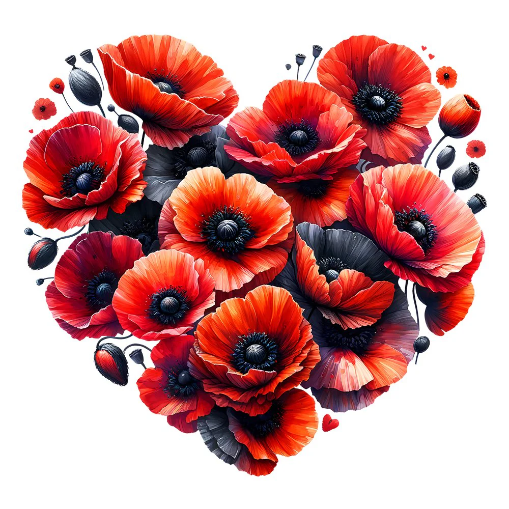 Spring Heart Flowers #1 Fabric Panel