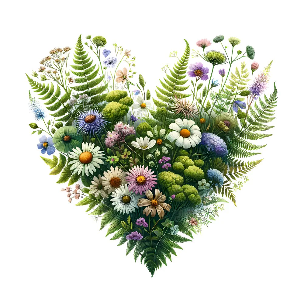 Spring Heart Flowers #2 Fabric Panel