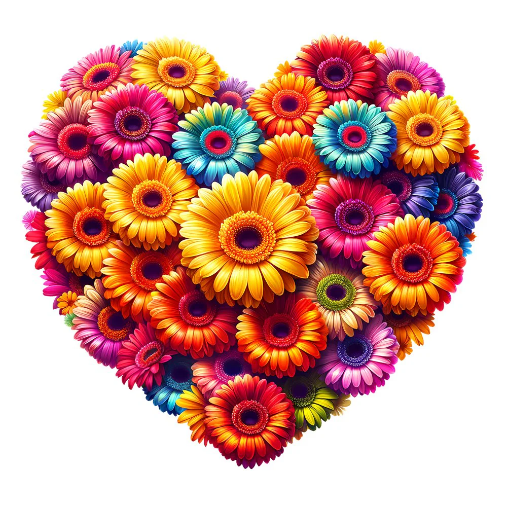 Spring Heart Flowers #3 Fabric Panel