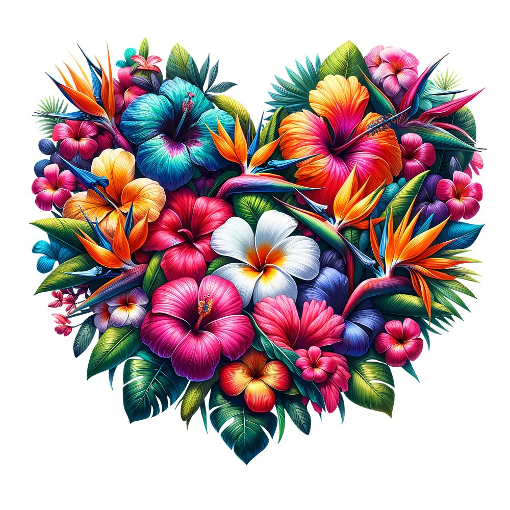 Spring Heart Flowers #4 Fabric Panel