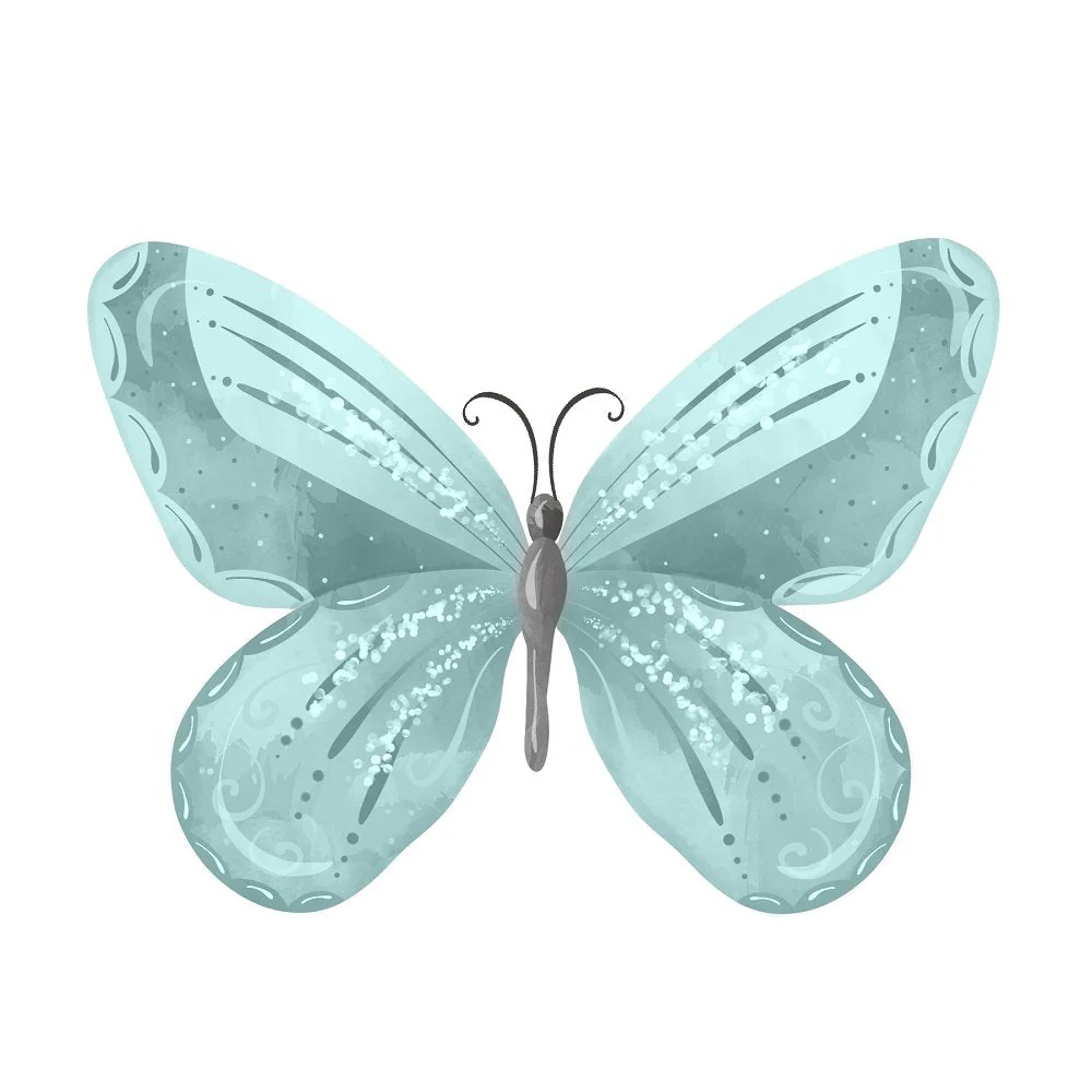 Spring Time Butterfly Fabric Panel - Blue