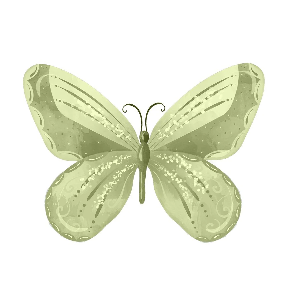 Spring Time Butterfly Fabric Panel - Green