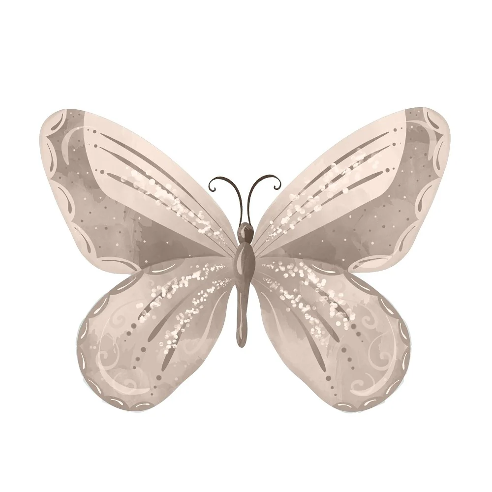 Spring Time Butterfly Fabric Panel - Tan