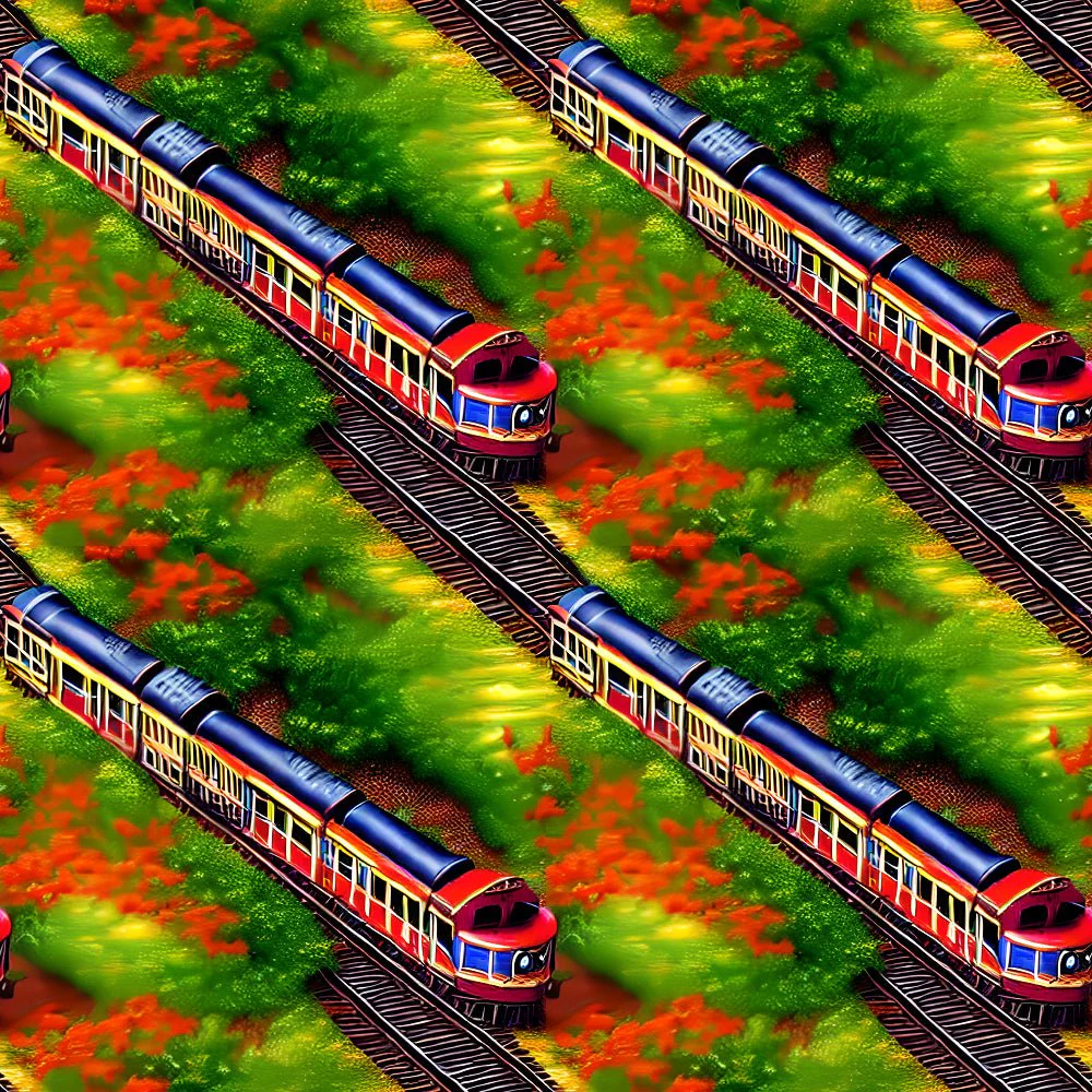 Springtime Allover Train Fabric