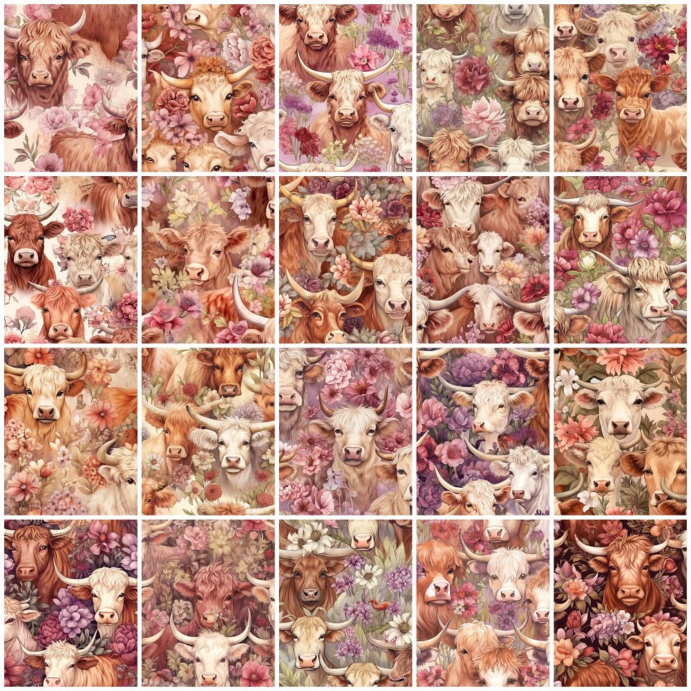 Springtime Highland Cows Fat Quarter Bundle - 20 Pieces