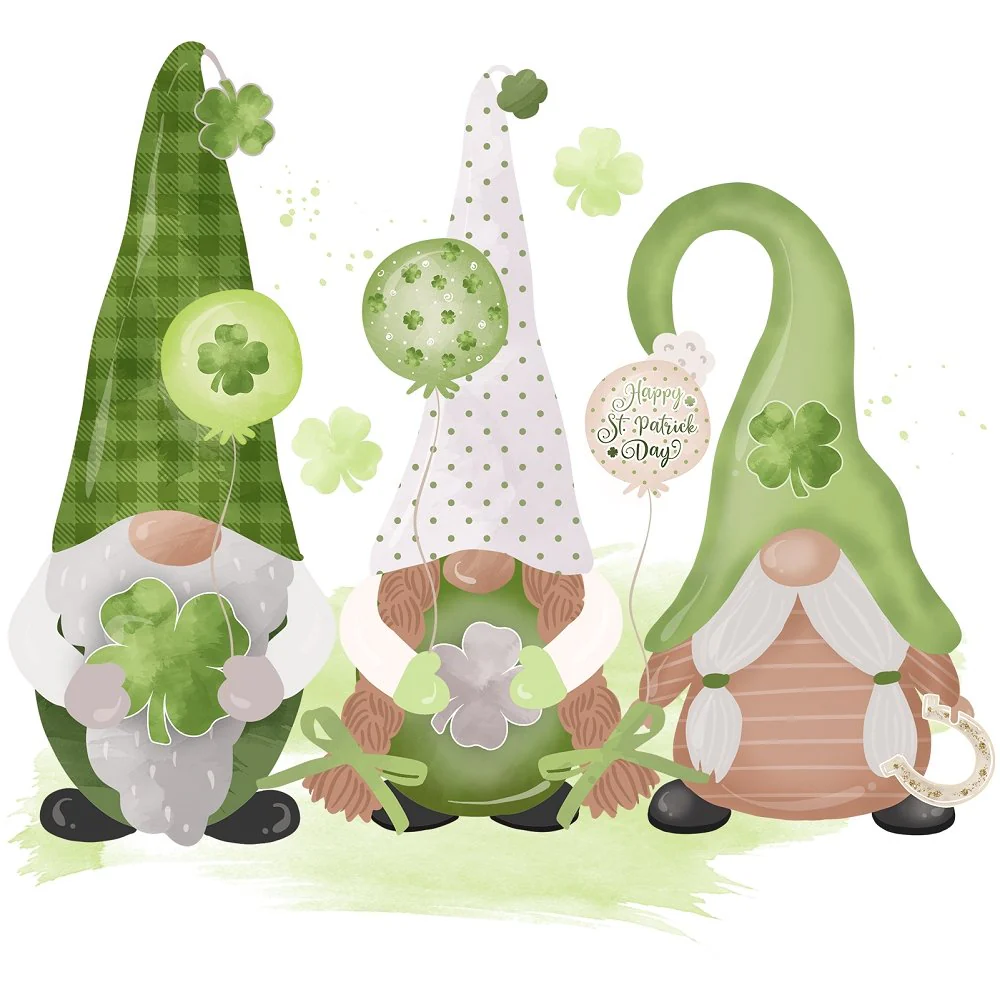 St Patrick's Day Gnomes Scene #2 Fabric Panel
