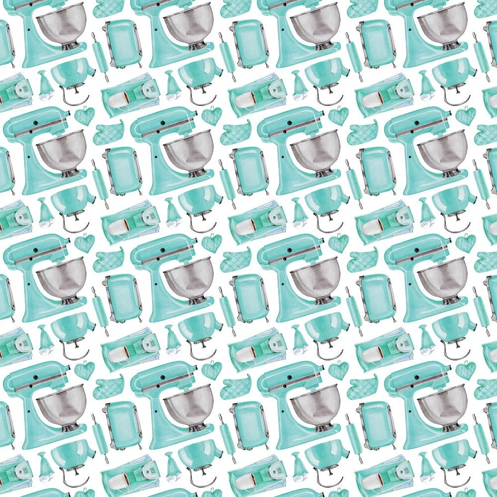 Stacked Baking Utensils Fabric