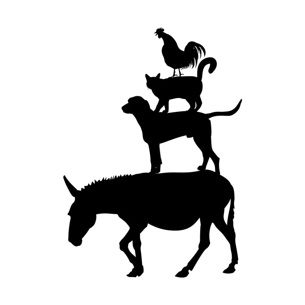 Stacked Farm Animals Silhouette Fabric Panel