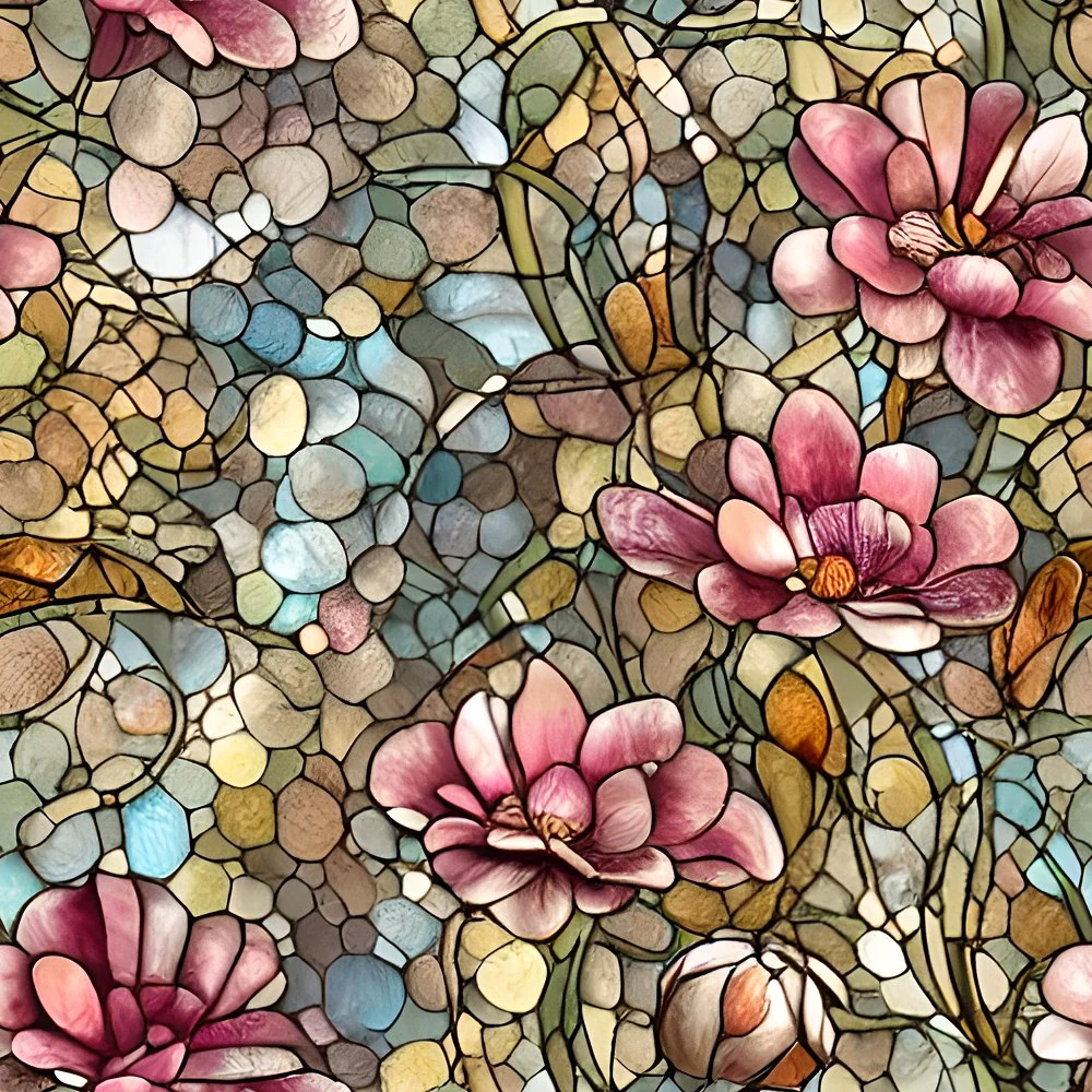 Stain Glass Flowers Fabric