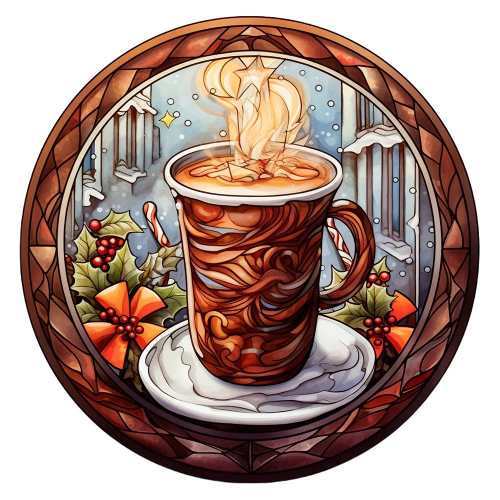 Stained Glass Coffee Fabric Panel