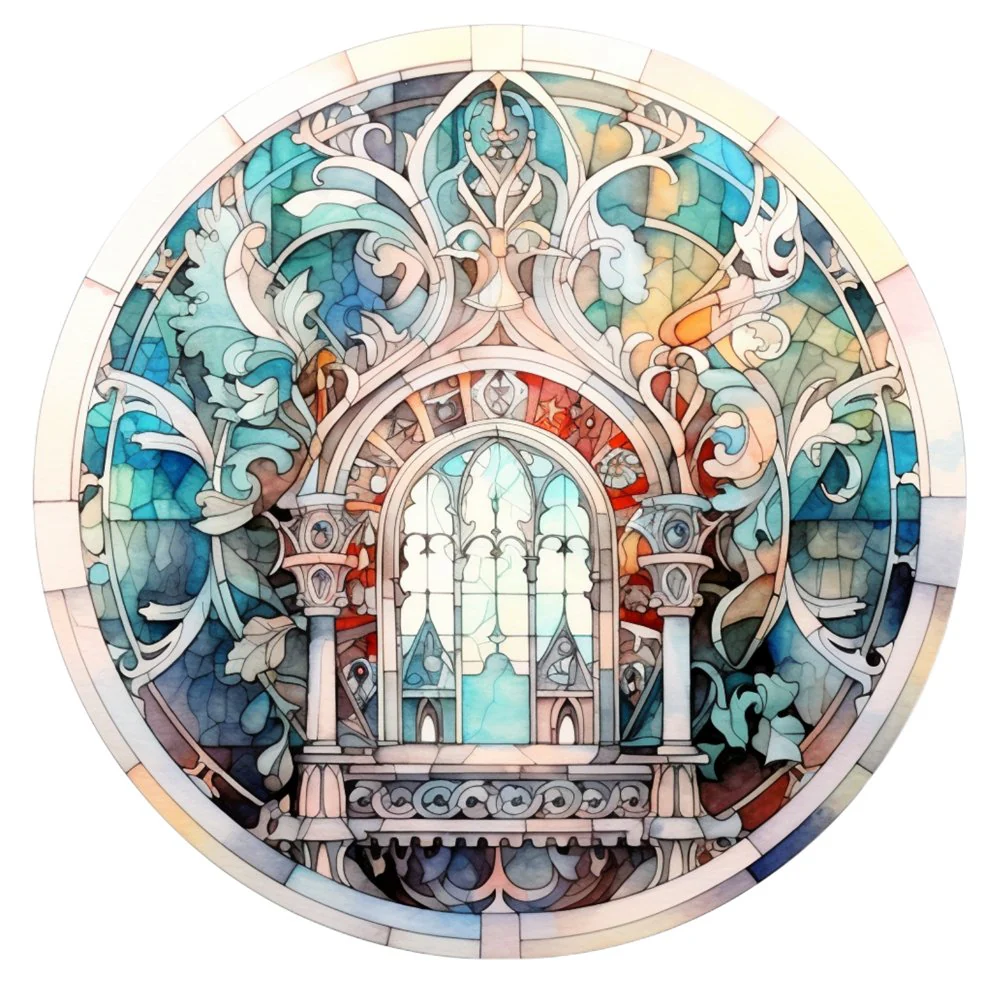 Stained Glass Window #3 Fabric Panel