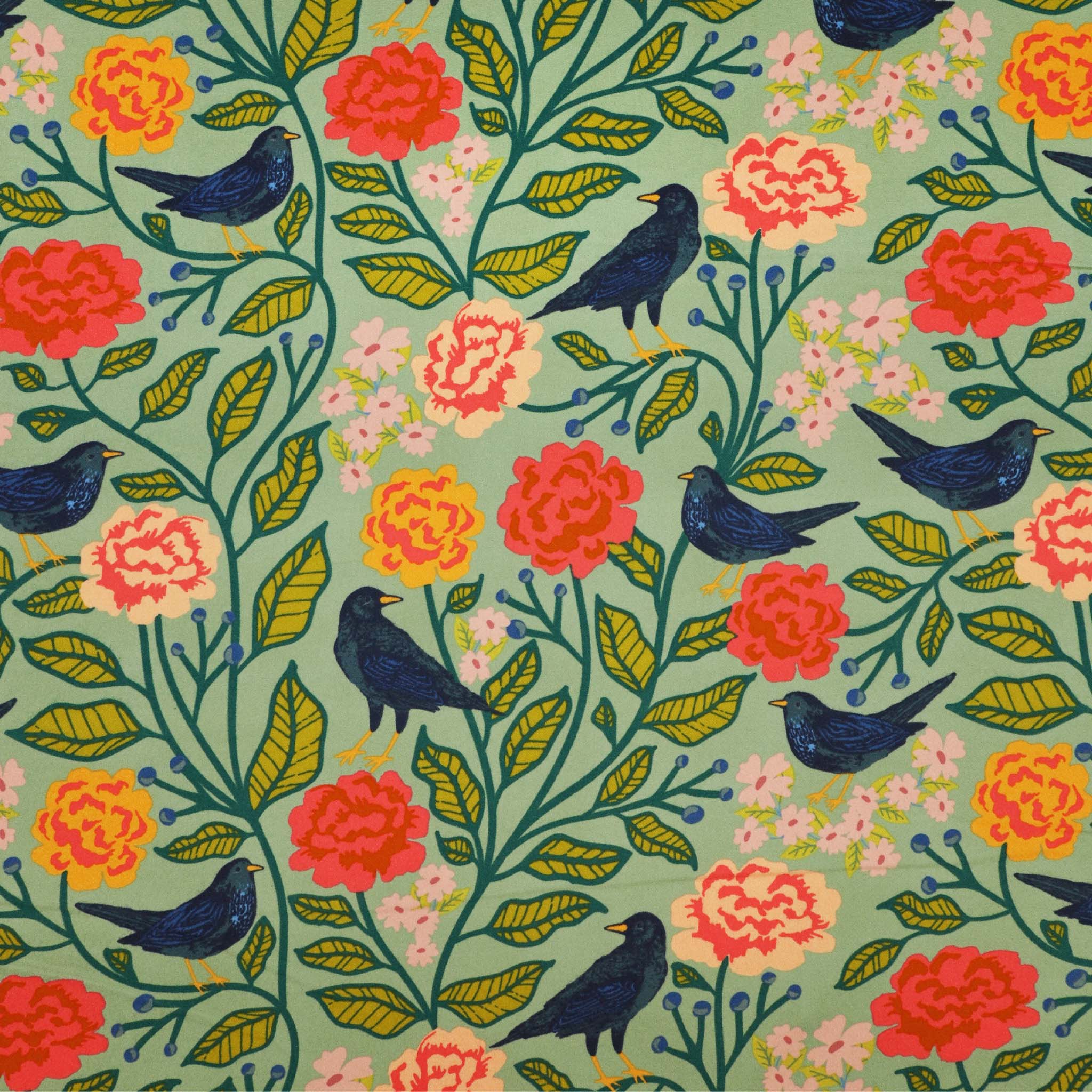 Starling Fabric Collection - Blackbird Aviary in Flannel