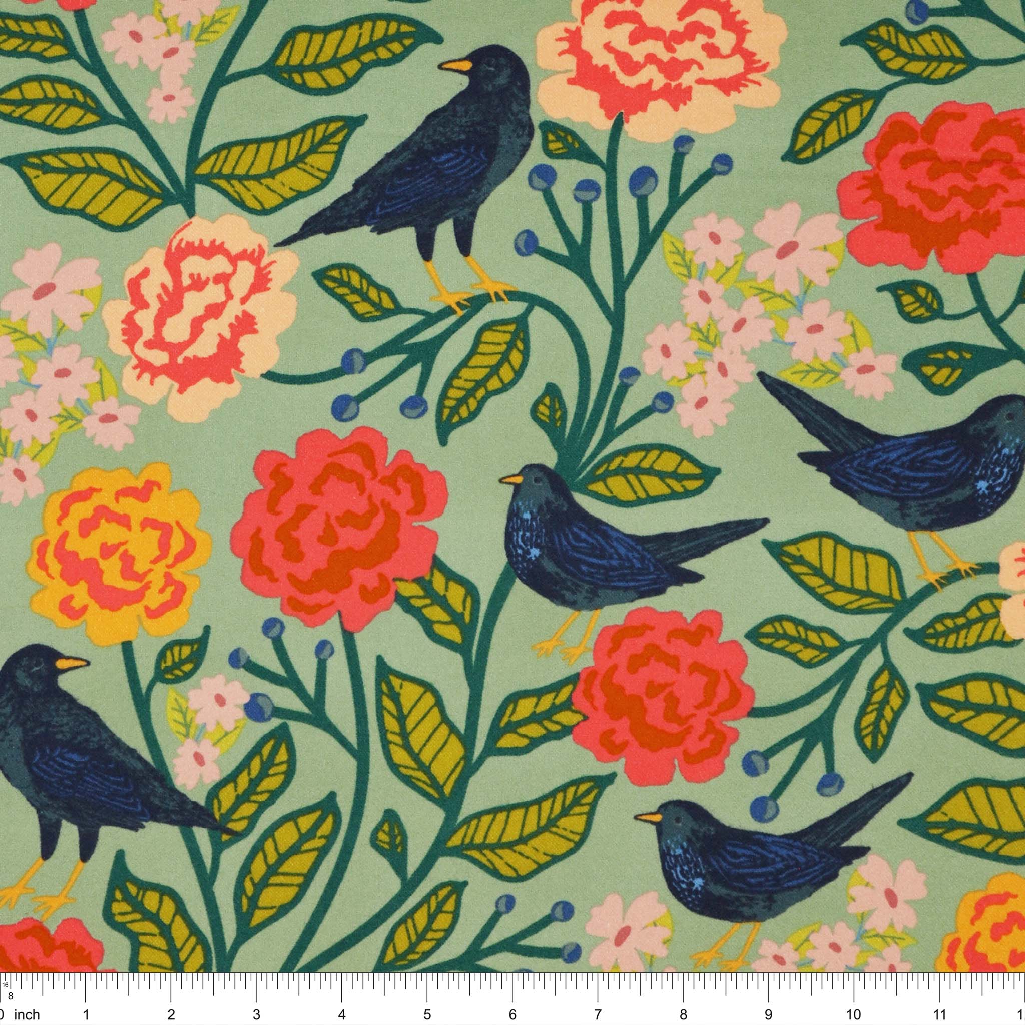 Starling Fabric Collection - Blackbird Aviary in Flannel - Image 3